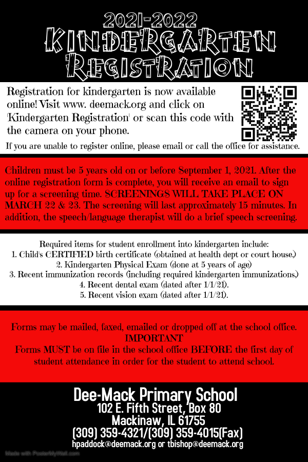 2021-2022 Kindergarten Registration